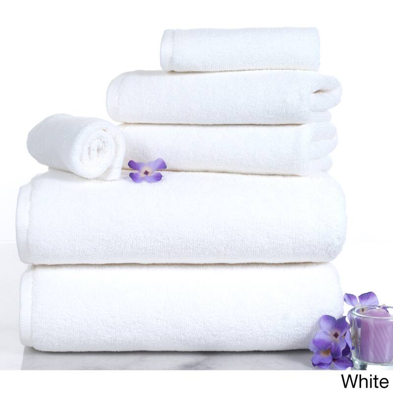 6PC Towel Set - Cotton Bathroom Accessories with 2 Bath Towels, 2 Hand Towels, and 2 Washcloths by Windsor Home - White