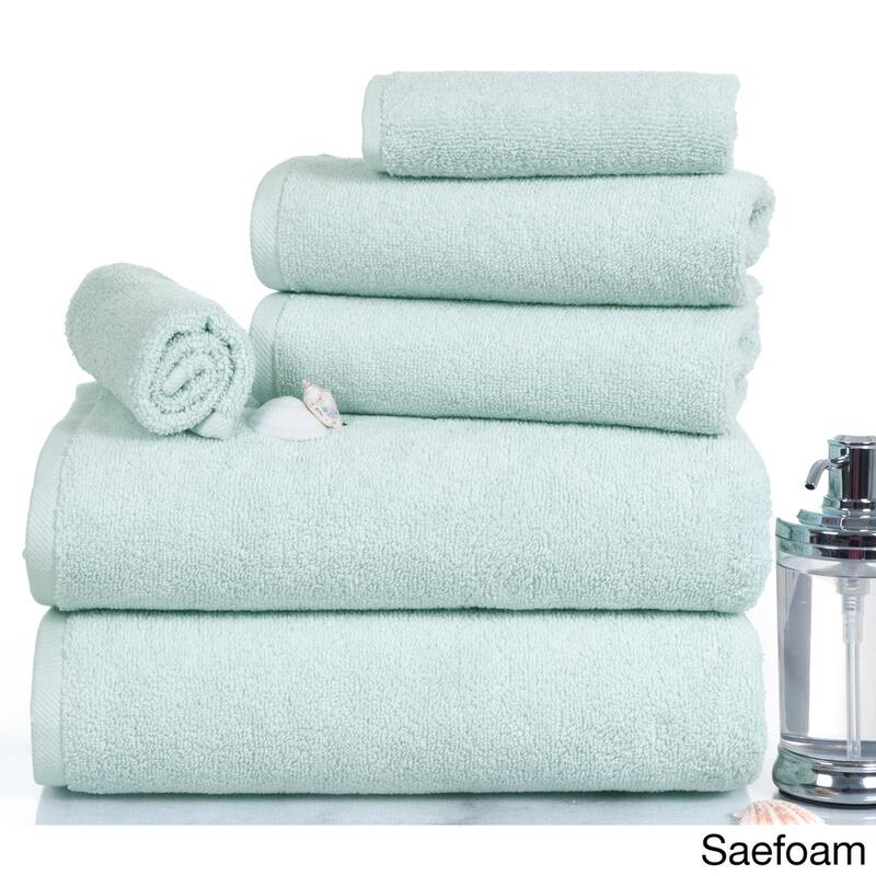 6PC Towel Set - Cotton Bathroom Accessories with 2 Bath Towels, 2 Hand Towels, and 2 Washcloths by Windsor Home - Seafoam