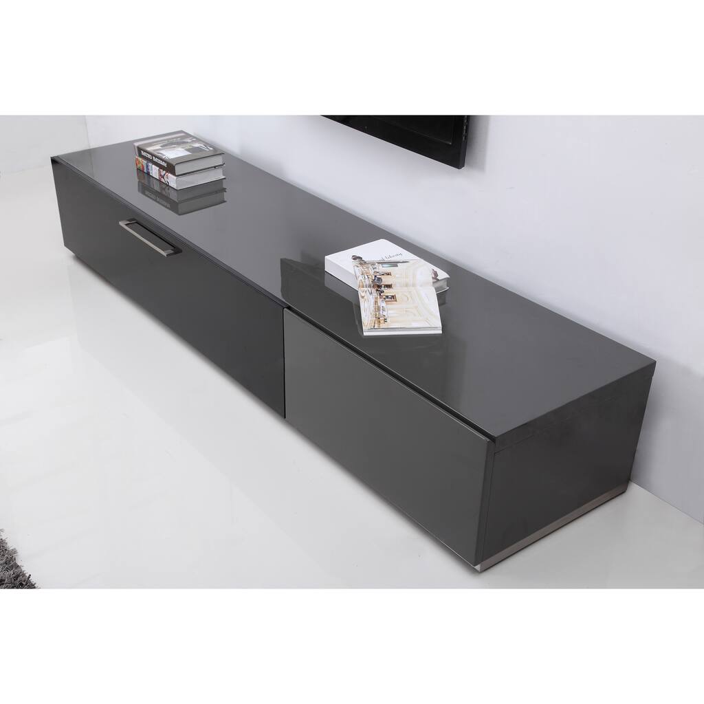 B-Modern Producer Grey/ Black/ Steel Modern TV Stand with IR Glass