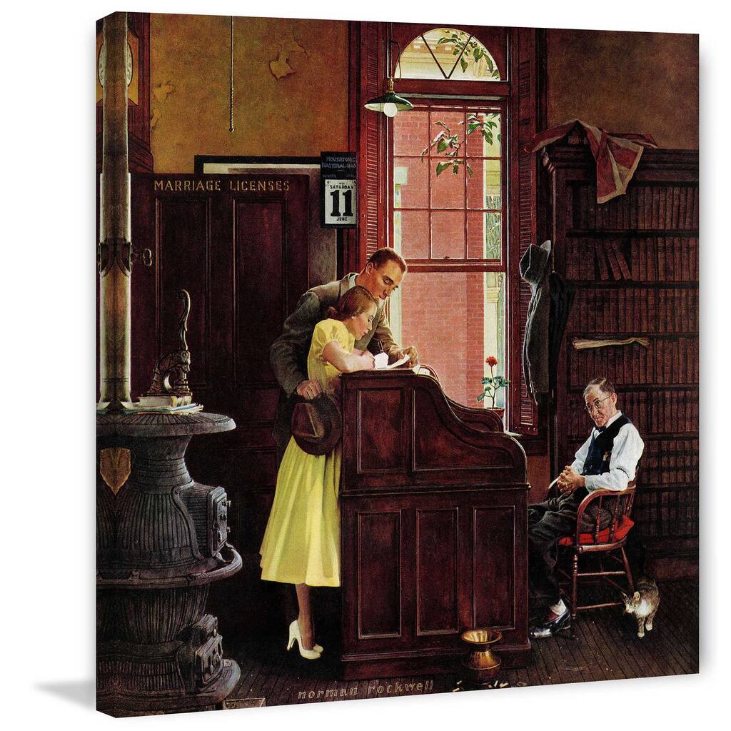 Marmont Hill - "Marriage License" by Norman Rockwell Painting Print on Canvas - Multi-Color