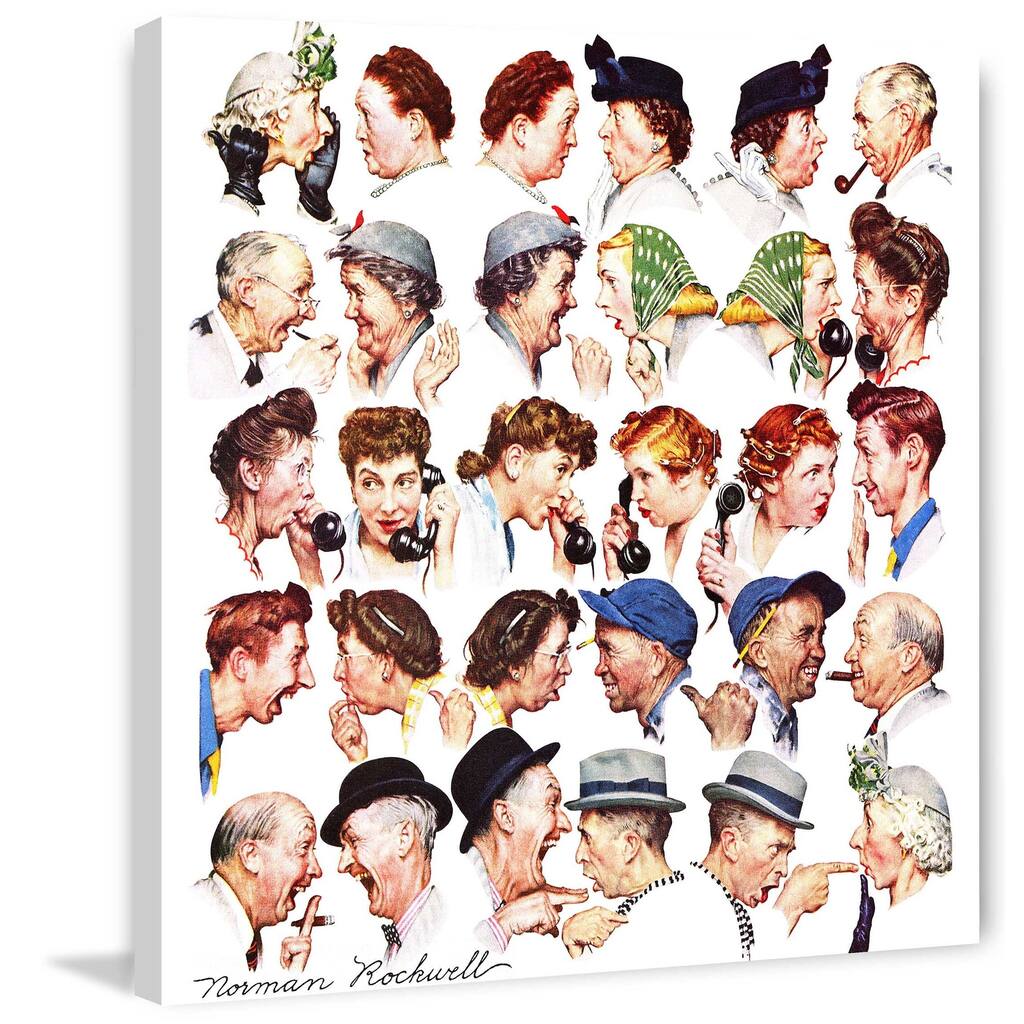 Marmont Hill - "Chain of Gossip" by Norman Rockwell Painting Print on Canvas
