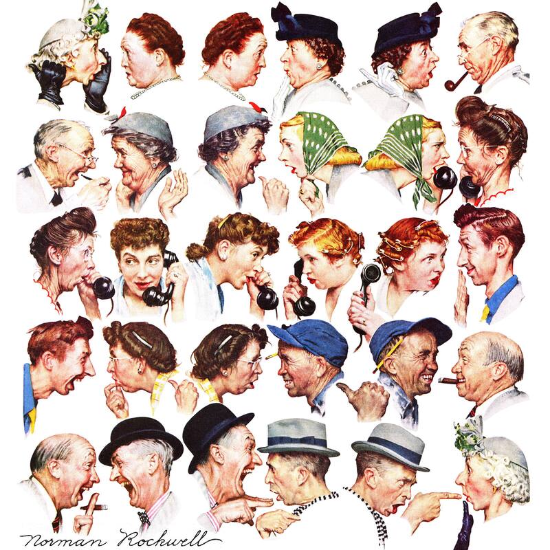 Marmont Hill - "Chain of Gossip" by Norman Rockwell Painting Print on Canvas