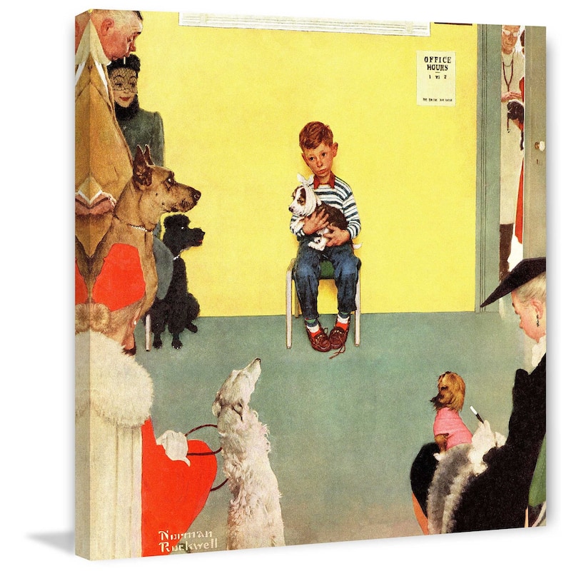 Marmont Hill - "At the Vets" by Norman Rockwell Painting Print on Canvas - Multi-Color