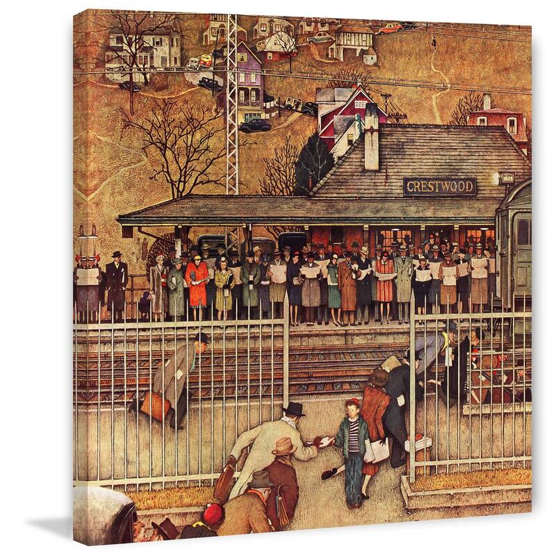 Marmont Hill - "Commuters" by Norman Rockwell Painting Print on Canvas - Multi-Color - 24 x 24