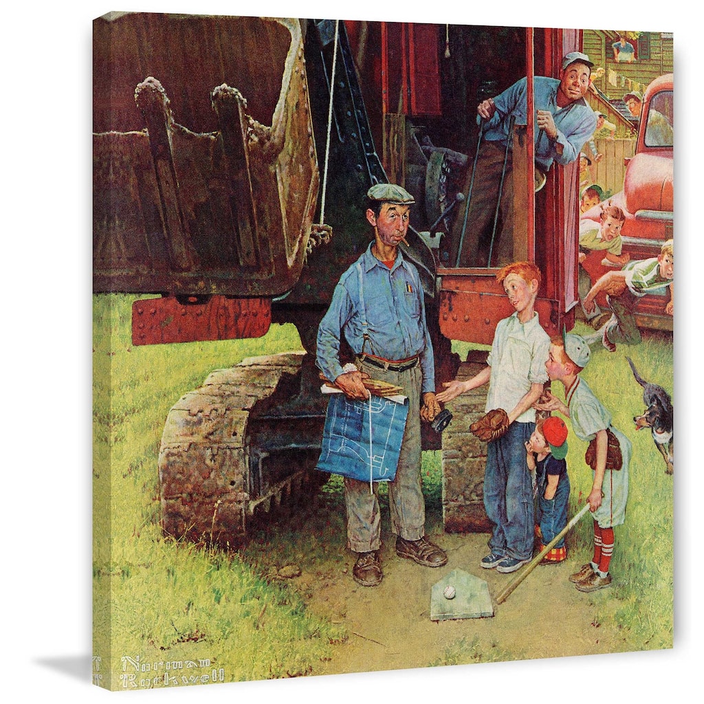 Marmont Hill - "Construction Crew" by Norman Rockwell Painting Print on Canvas - Multi-Color