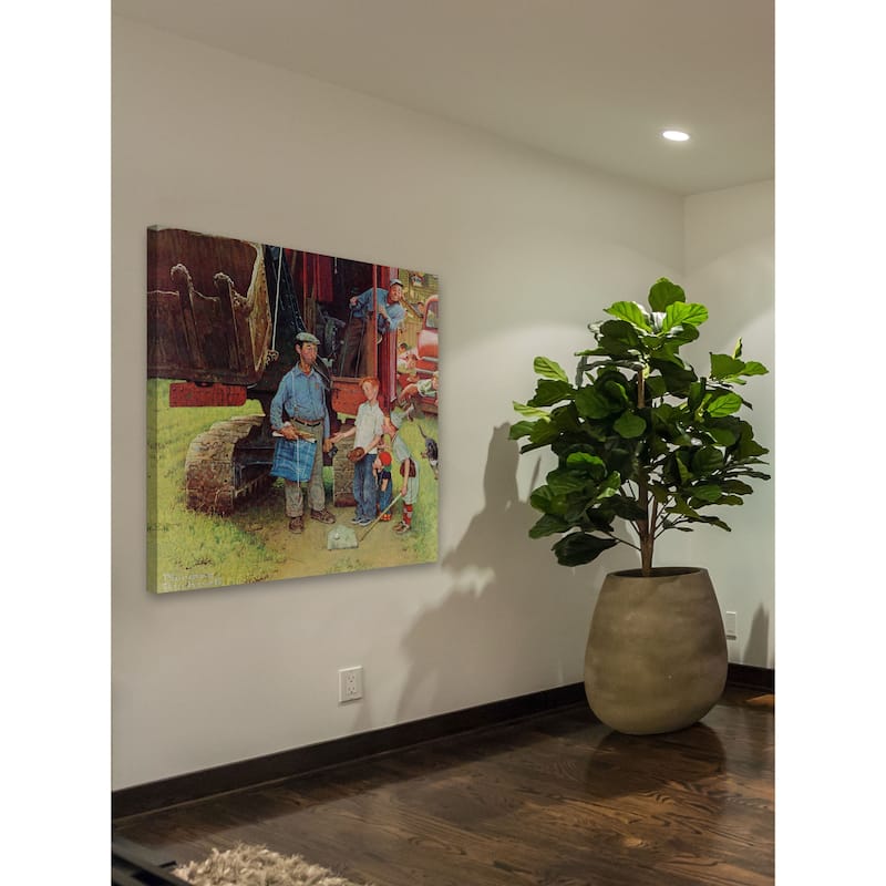 Marmont Hill - "Construction Crew" by Norman Rockwell Painting Print on Canvas - Multi-Color
