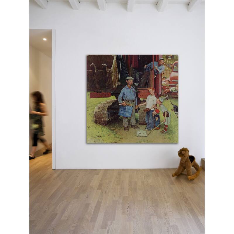 Marmont Hill - "Construction Crew" by Norman Rockwell Painting Print on Canvas - Multi-Color