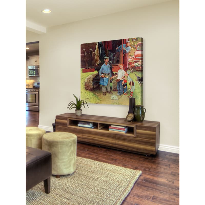 Marmont Hill - "Construction Crew" by Norman Rockwell Painting Print on Canvas - Multi-Color