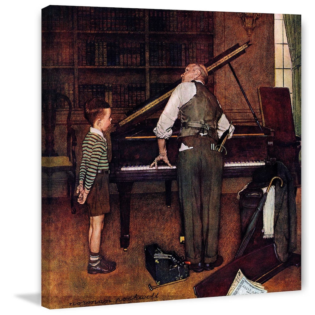 Marmont Hill - "Piano Tuner" by Norman Rockwell Painting Print on Canvas - Multi-Color