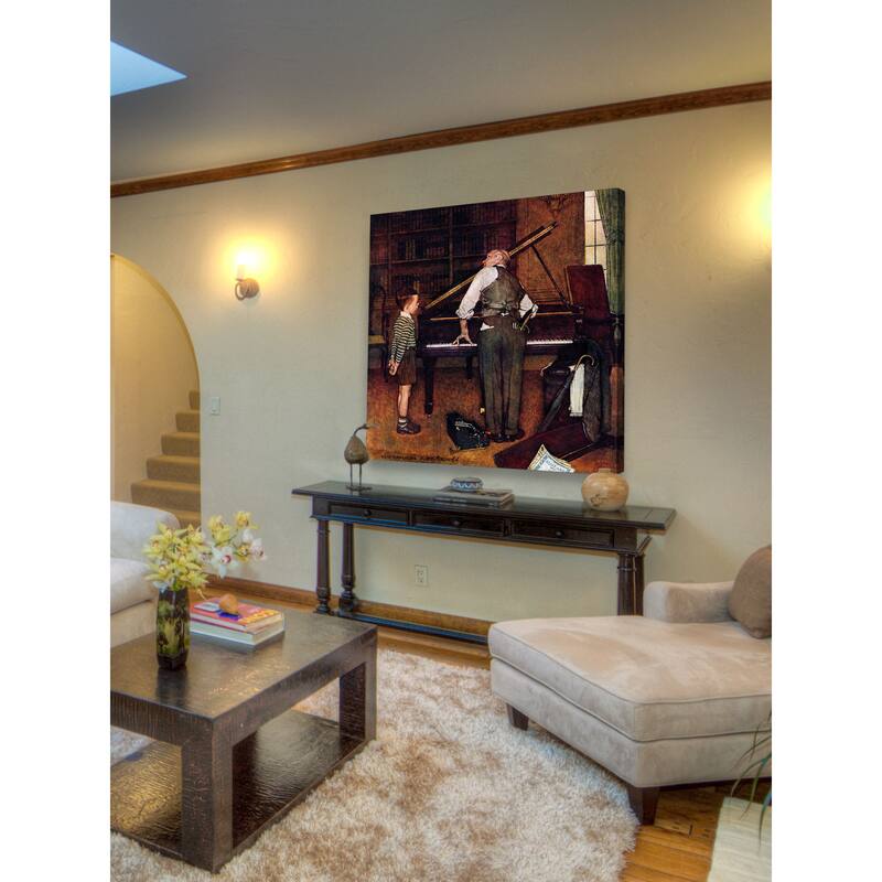 Marmont Hill - "Piano Tuner" by Norman Rockwell Painting Print on Canvas - Multi-Color