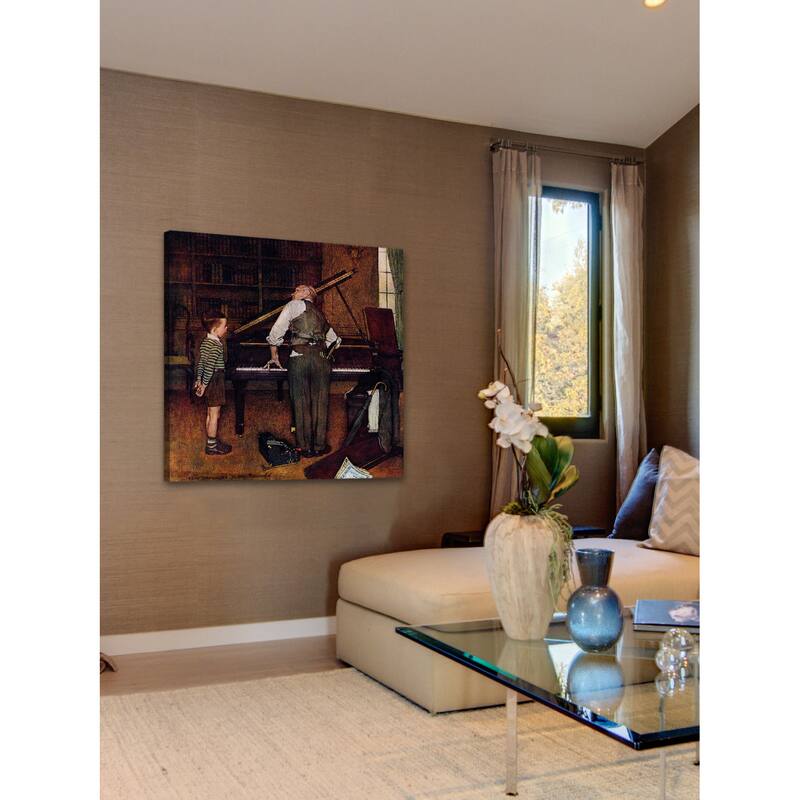 Marmont Hill - "Piano Tuner" by Norman Rockwell Painting Print on Canvas - Multi-Color