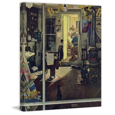 Marmont Hill - "Shuffleton's Barbershop" by Norman Rockwell Painting Print on Canvas - Multi-Color