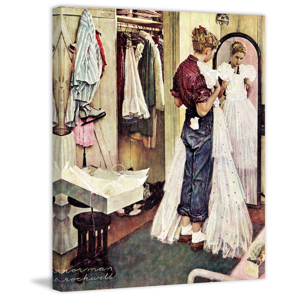 Marmont Hill - "Prom Dress" by Norman Rockwell Painting Print on Canvas - Multi-Color