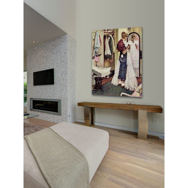 Marmont Hill - "Prom Dress" by Norman Rockwell Painting Print on Canvas - Multi-Color