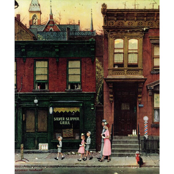 Norman Rockwell Strolling Print A WALK IN THE COUNTRY