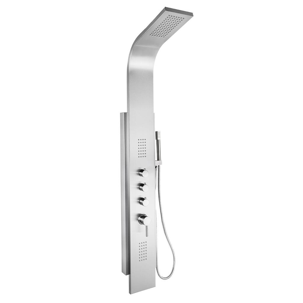 AKDY 58-inch Stainless Steel Shower Panel with Tower Massage Spa System Kits Rainfall Shower Head