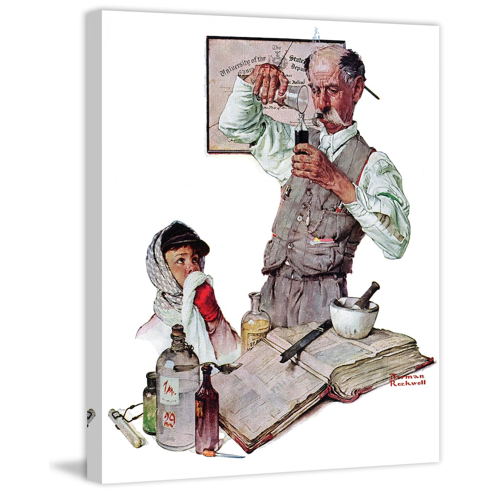 Marmont Hill - "Pharmacist" by Norman Rockwell Painting Print on Canvas - Multi-Color