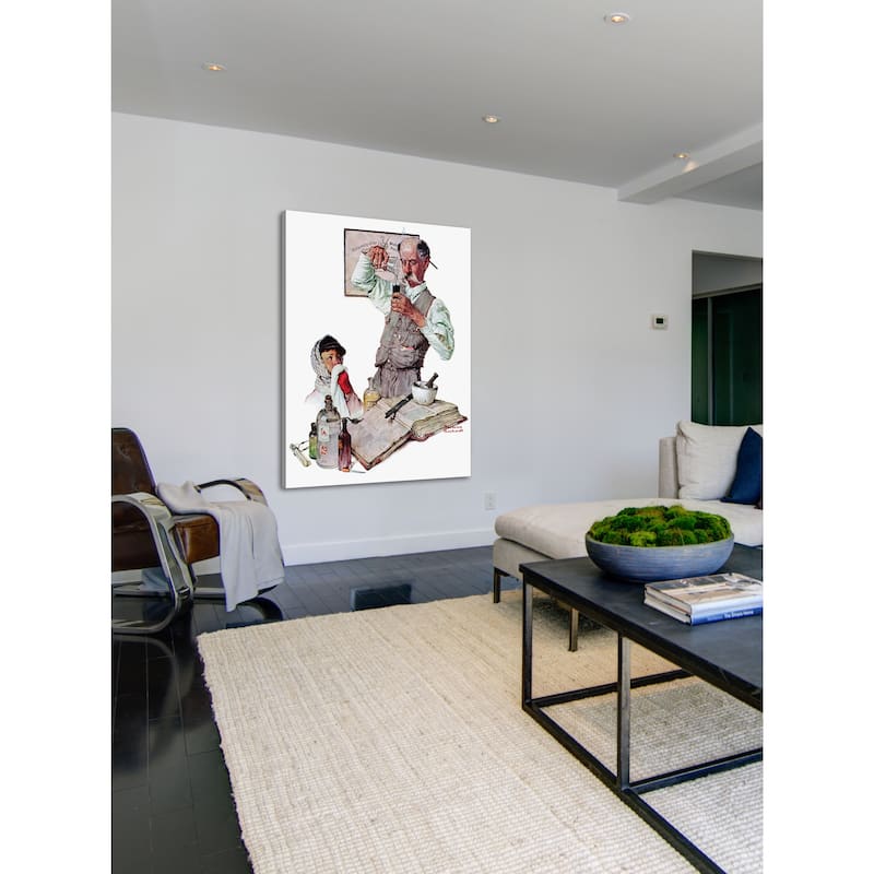 Marmont Hill - "Pharmacist" by Norman Rockwell Painting Print on Canvas - Multi-Color