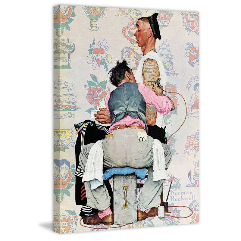 Marmont Hill - "Tattoo Artist" by Norman Rockwell Painting Print on Canvas - Multi-Color