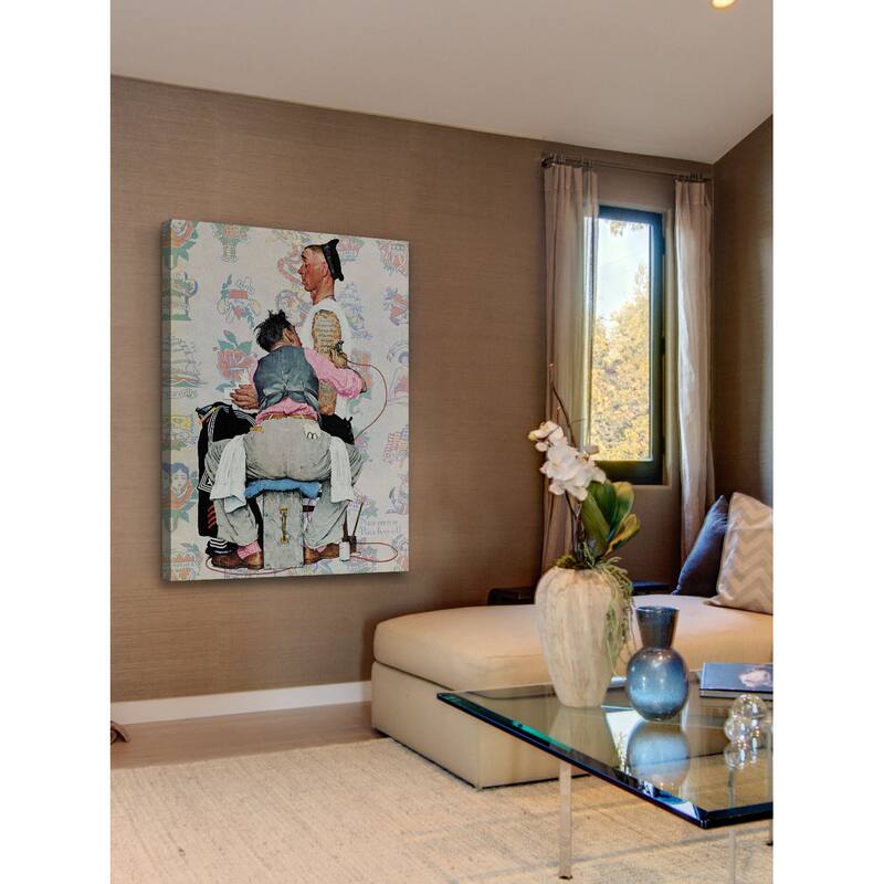 Marmont Hill - "Tattoo Artist" by Norman Rockwell Painting Print on Canvas - Multi-Color