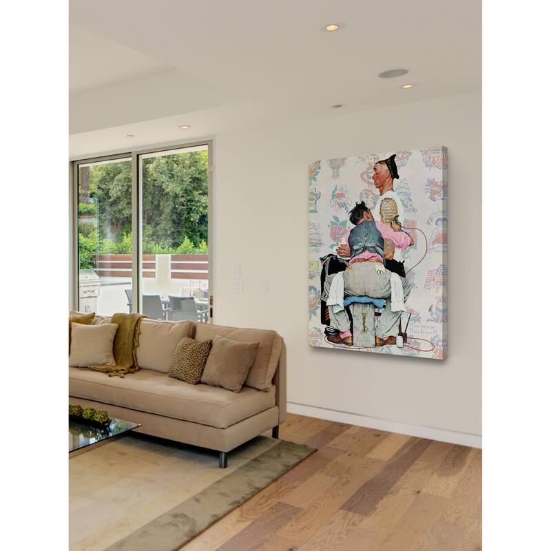 Marmont Hill - "Tattoo Artist" by Norman Rockwell Painting Print on Canvas - Multi-Color