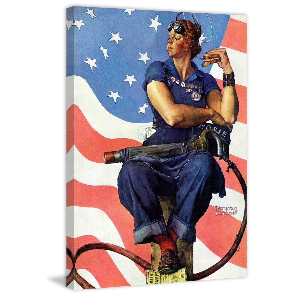 Marmont Hill - "Rosie the Riveter" by Norman Rockwell Painting Print on Canvas - Multi-Color