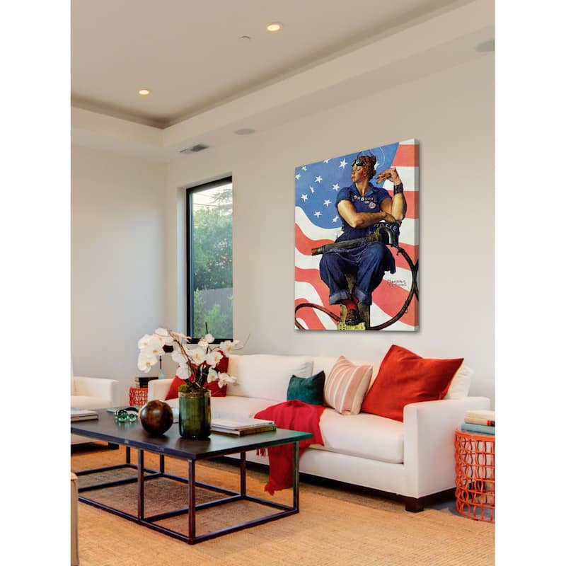 Marmont Hill - "Rosie the Riveter" by Norman Rockwell Painting Print on Canvas - Multi-Color