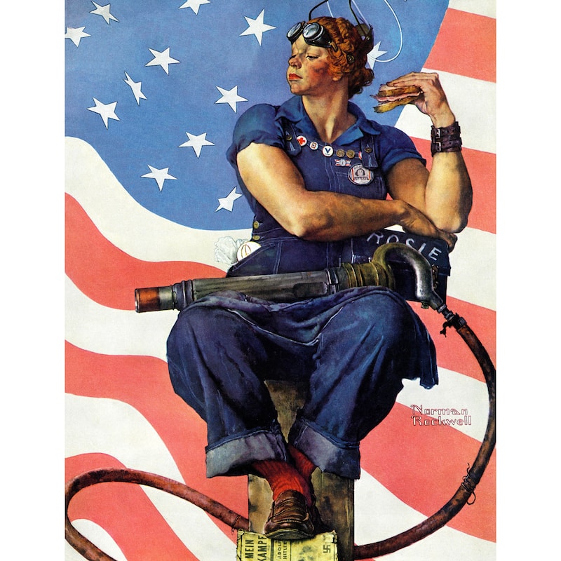 Marmont Hill - "Rosie the Riveter" by Norman Rockwell Painting Print on Canvas - Multi-Color