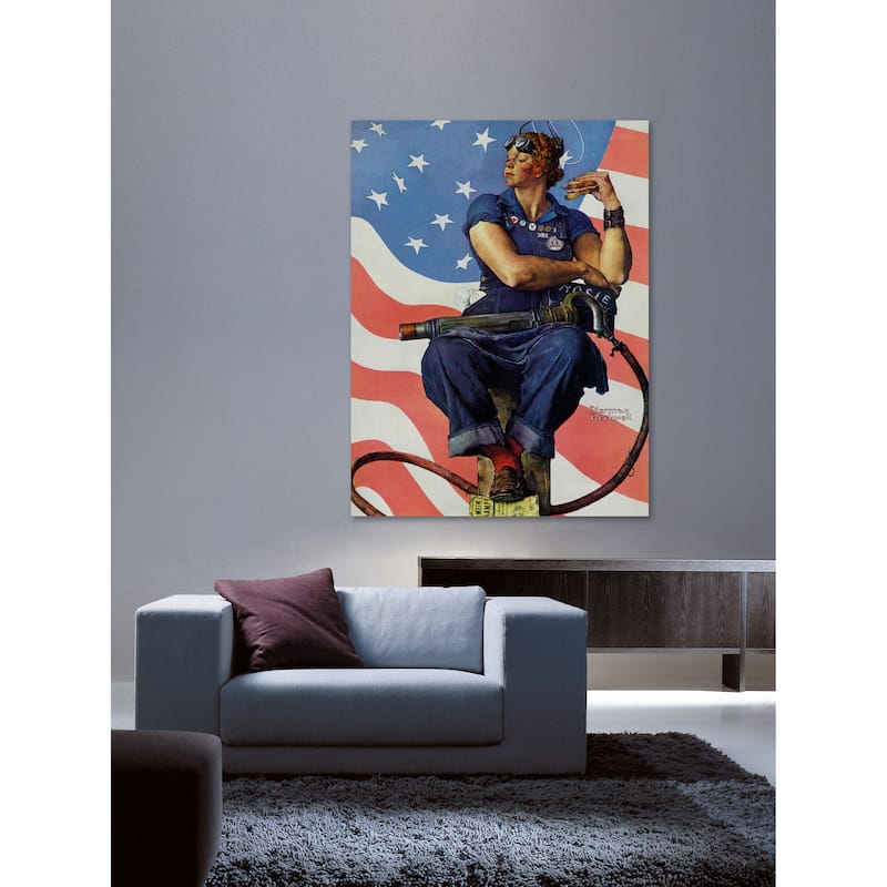 Marmont Hill - "Rosie the Riveter" by Norman Rockwell Painting Print on Canvas - Multi-Color