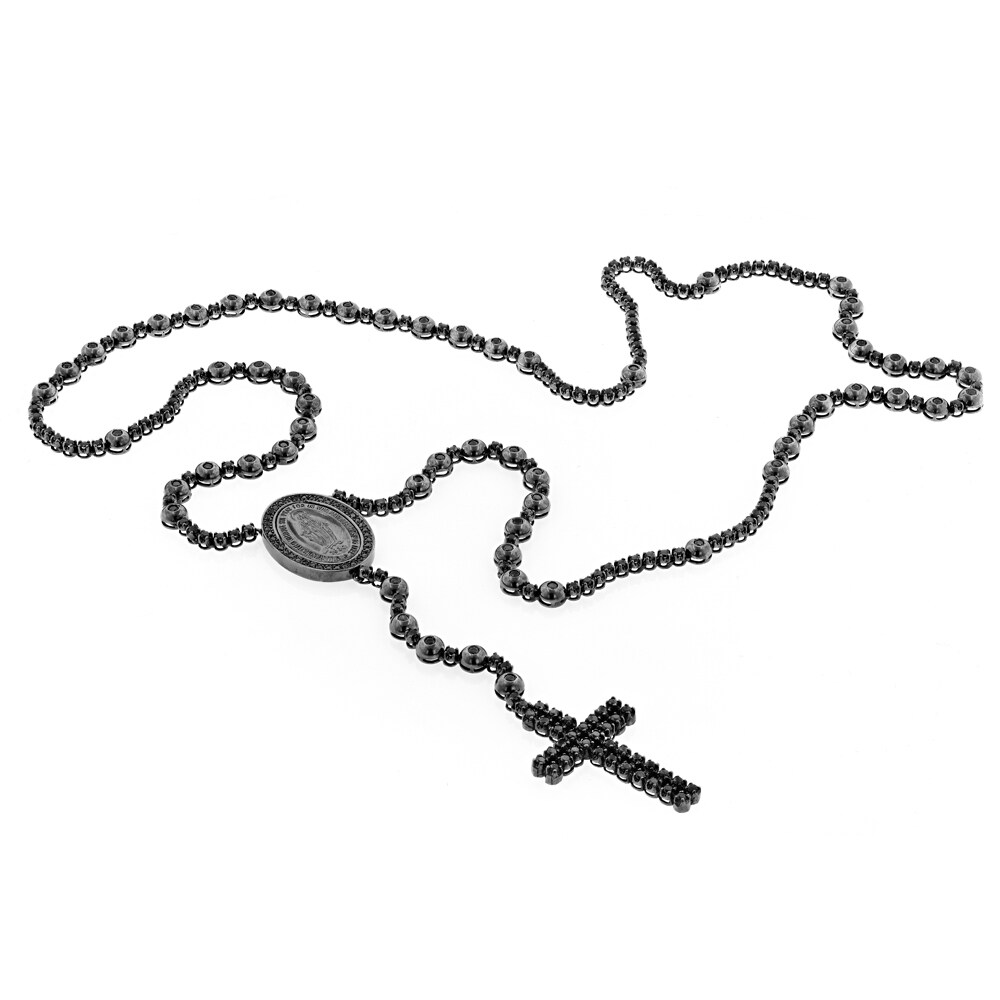 black diamond rosary necklace