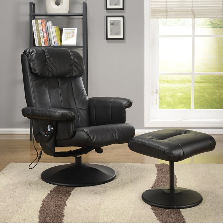K & B 8023-B Relax Chair w/ Ottoman Black Finish