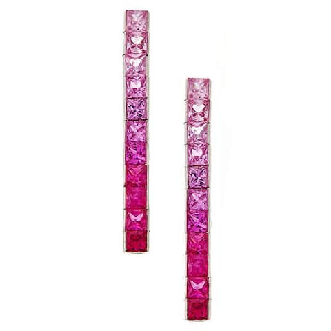 14k white gold pink sapphire graduated earring