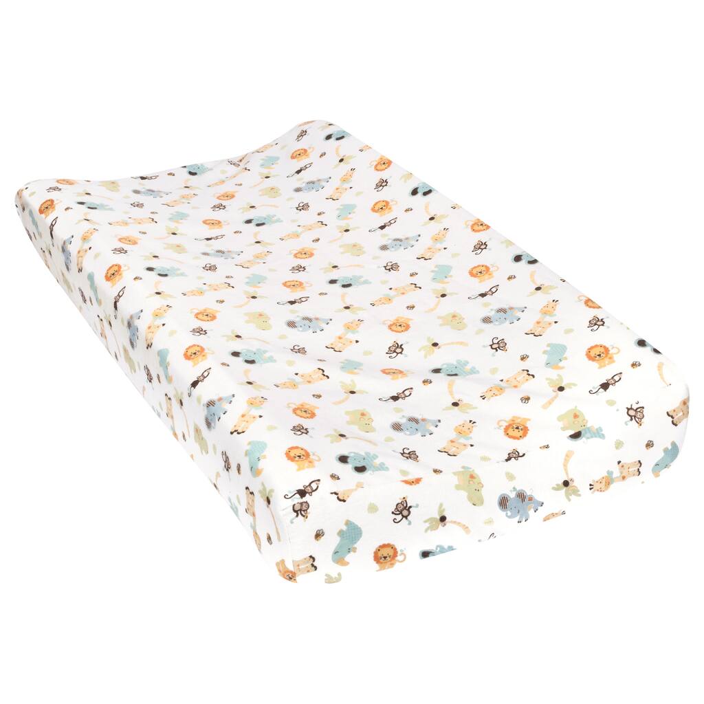 Trend Lab Jungle Friends Deluxe Flannel Changing Pad Cover - White
