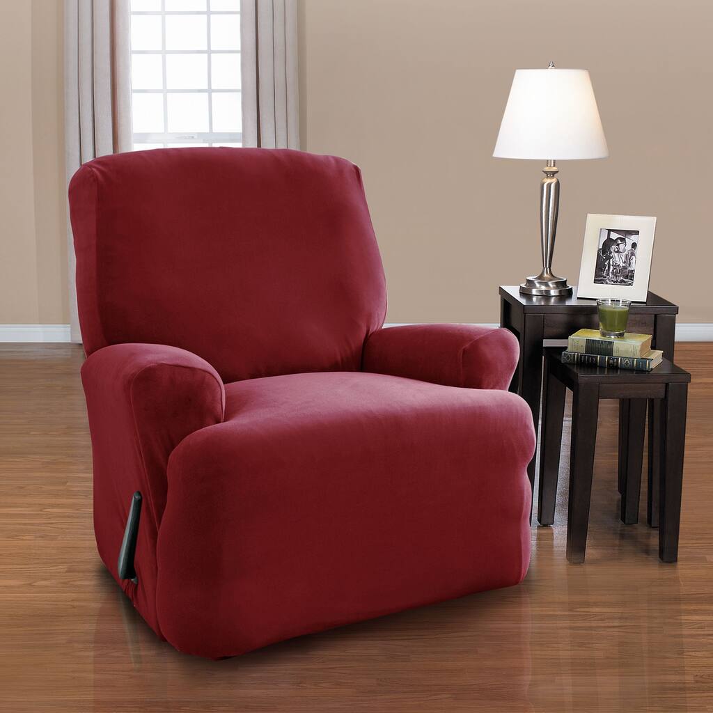 CoverWorks Harper 4-Piece Stretch Suede Recliner Slipcover