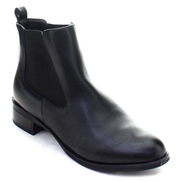 elastic panel slip on chunky heel ankle booties