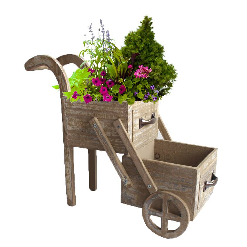 Double-tier Wood Planter Cart