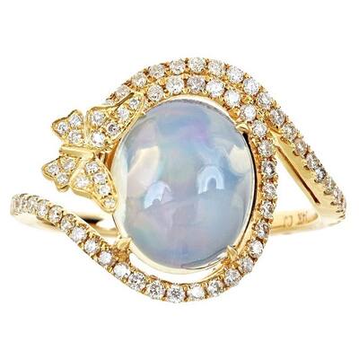 Anika and August 14k Yellow Gold Ethiopian Opal 2/5ct TDW Diamond Ring (G-H, I1-I2)