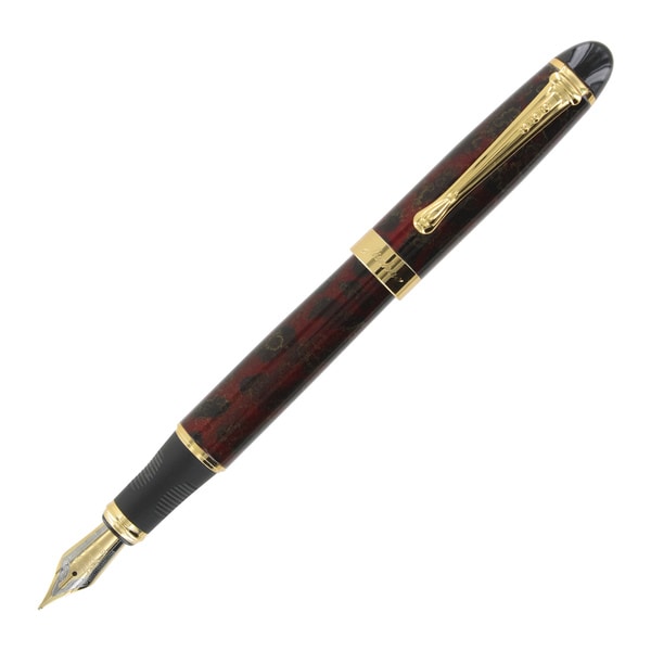 Shop JinHao X450 Red Frost Flower Gold Trim Medium Point Fountain Pen ...