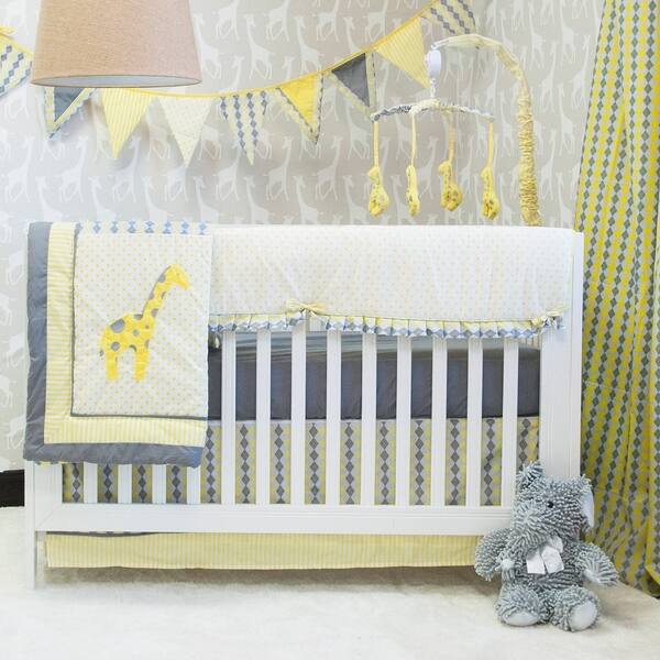 Shop Pam Grace Creations Yellow And Gray Giraffe Crib Baby Bedding