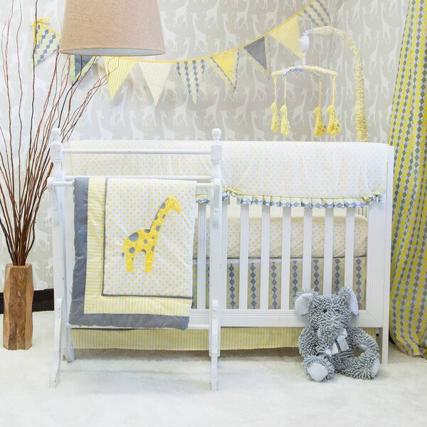 Shop Pam Grace Creations Yellow And Gray Giraffe Crib Baby Bedding