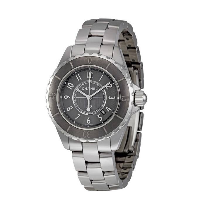 Chanel Women's H2978 J12 Quartz Round Grey Titanium Ceramic Bracelet Watch