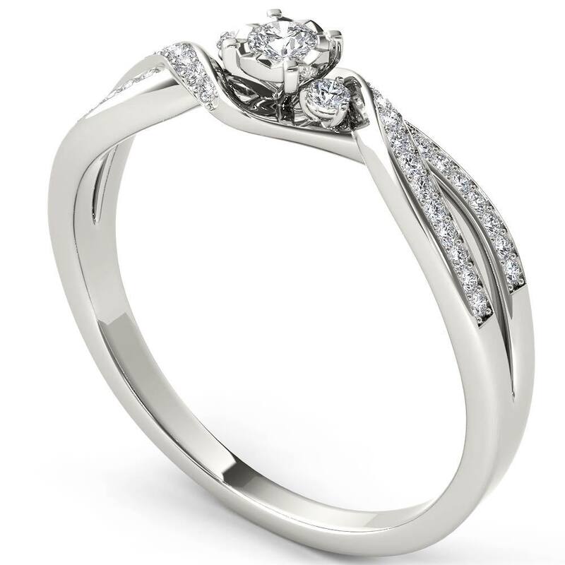 De couer 10k White Gold 1/6ct TDW Diamond Criss-Cross Engagement Ring