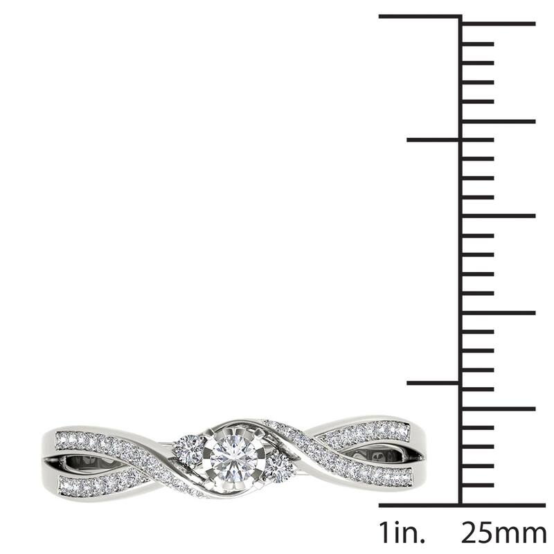 De couer 10k White Gold 1/6ct TDW Diamond Criss-Cross Engagement Ring