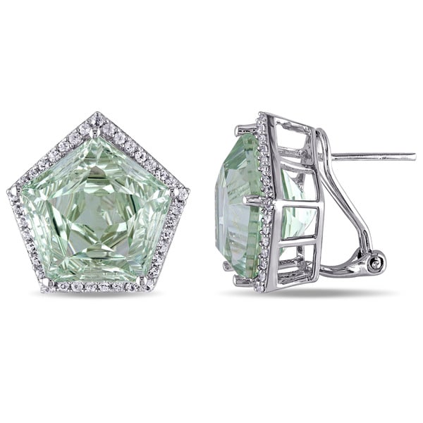 Miadora Sterling Silver Green Amethyst and White Topaz Earrings. Opens flyout.