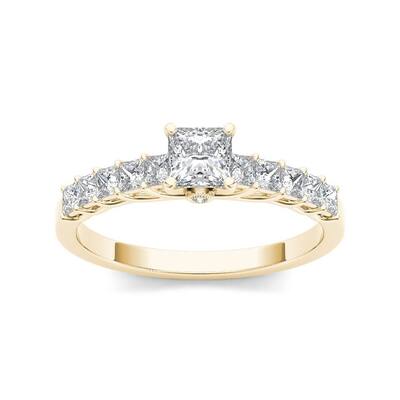 De Couer 14k Yellow Gold 1ct TDW Diamond Classic Engagement Ring
