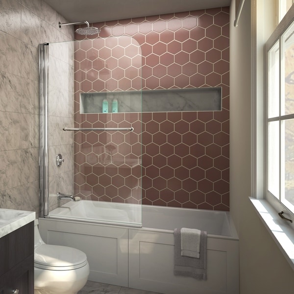 DreamLine Aqua Swing 34 in. W x 58 in. H Frameless Tub Door