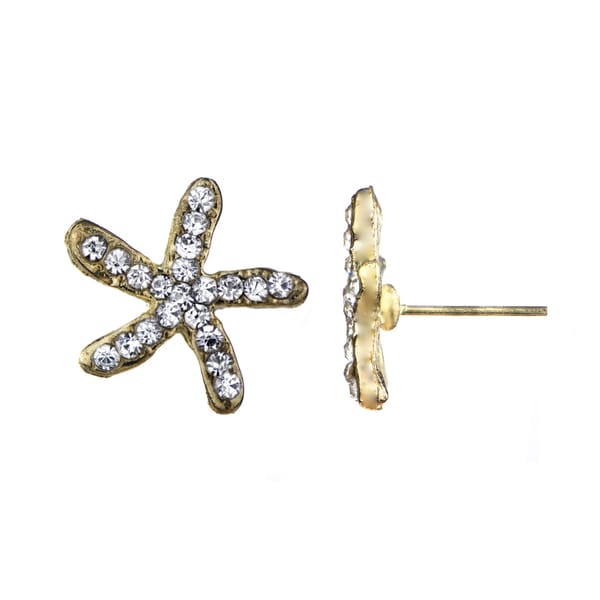 Rhinestone Starfish Stud Earrings