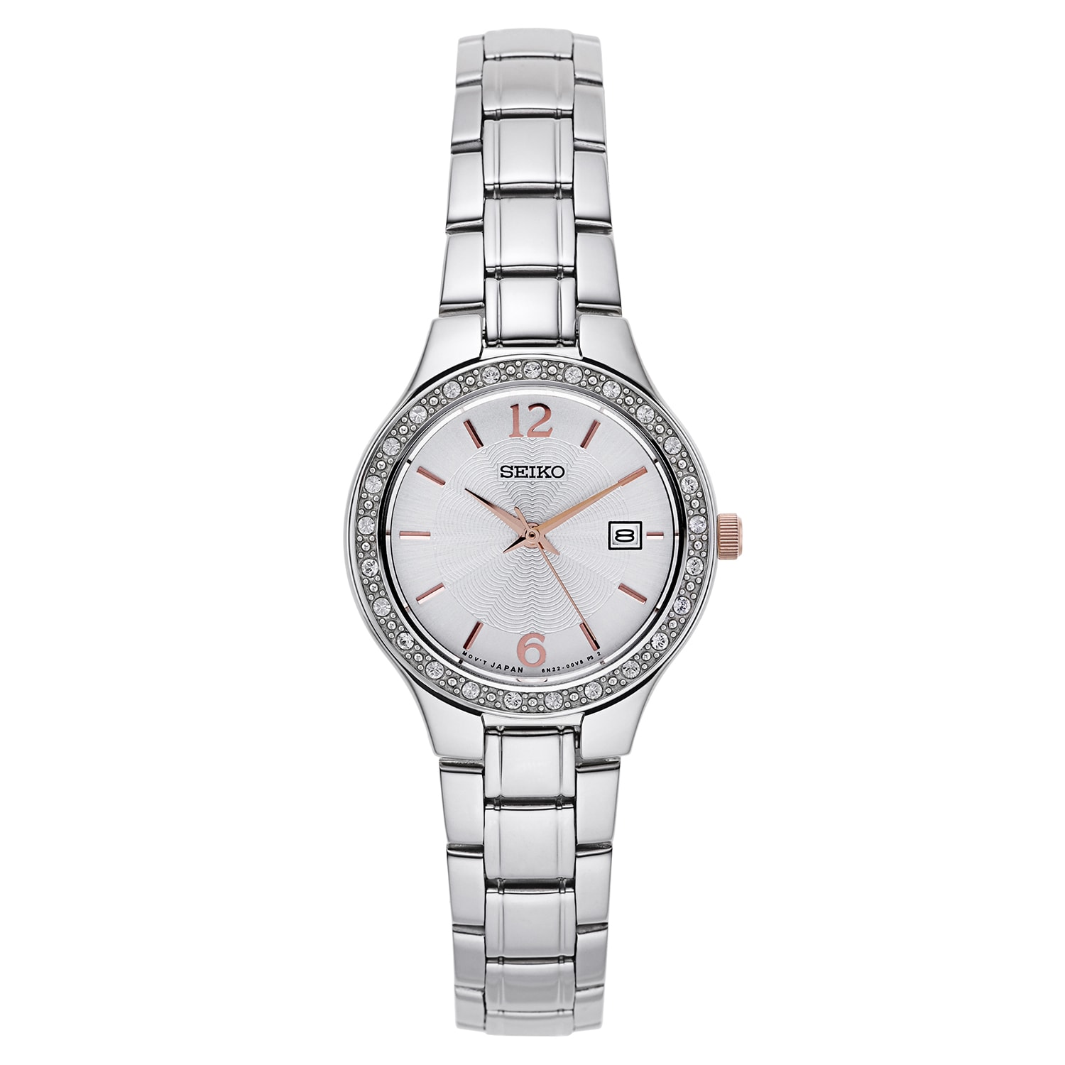 Seiko Womens SUR769 Stainless Steel Crystal Embelished Bezel Watch