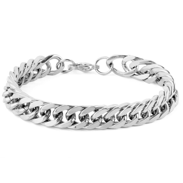 Shop Men's Stainless Steel 8-Inch Curb Link Chain Bracelet - Free ...
