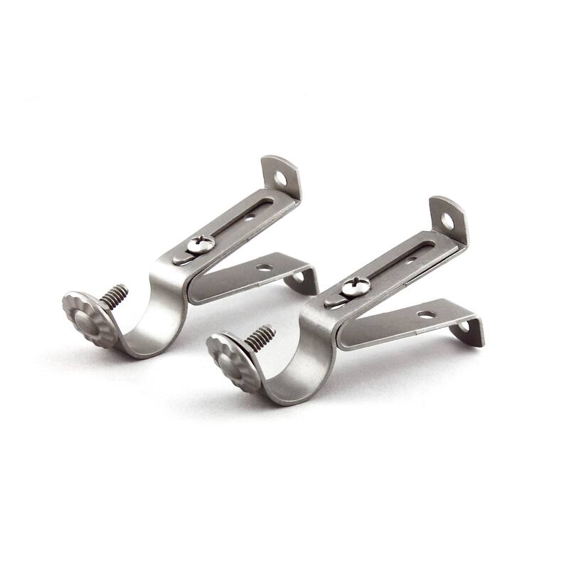 InStyleDesign Pair of Brackets for 3/4 inch Rod - n/a - Nickel Finish/Satin/Silver Finish - satin nickel